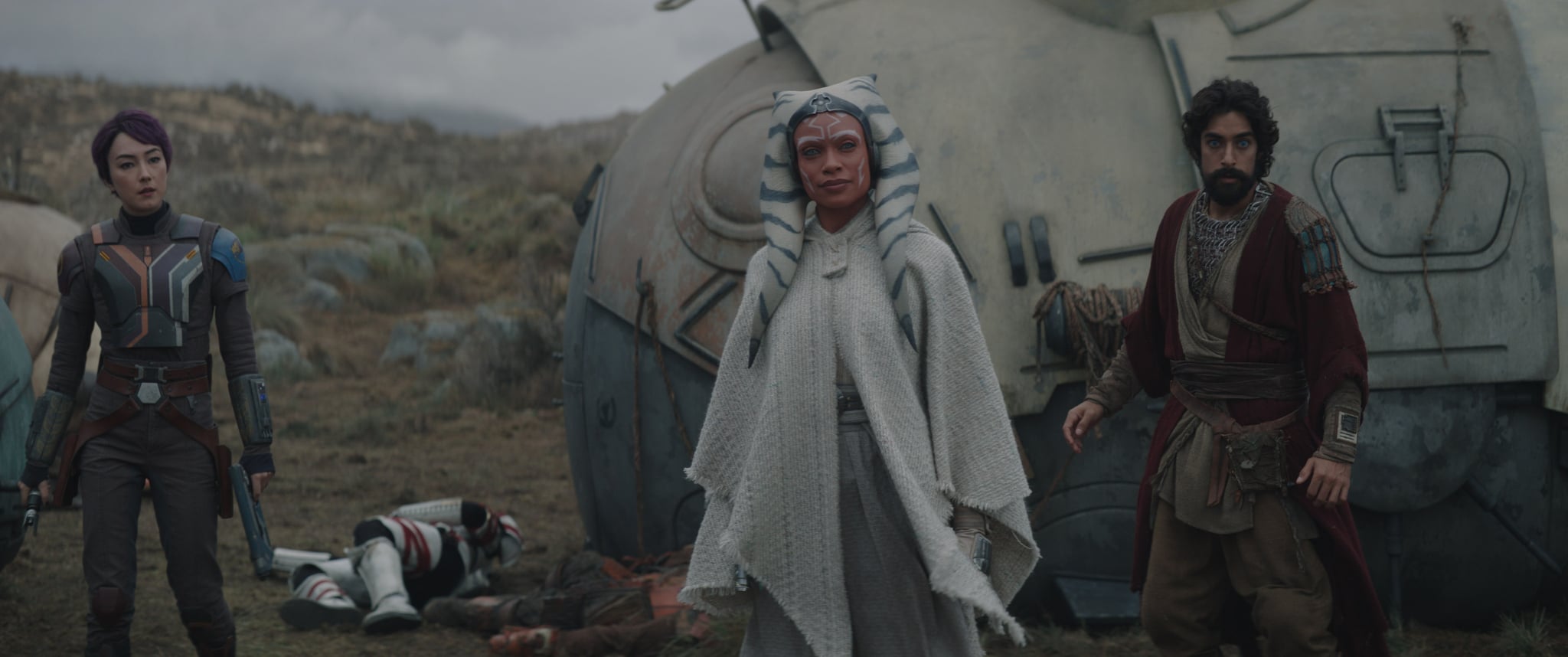 (L-R): Sabine Wren (Natasha Liu Bordizzo), Ahsoka Tano (Rosario Dawson) and Ezra Bridger (Eman Esfandi) in Lucasfilm's STAR WARS: AHSOKA, exclusively on Disney+. ©2023 Lucasfilm Ltd. & TM. All Rights Reserved.
