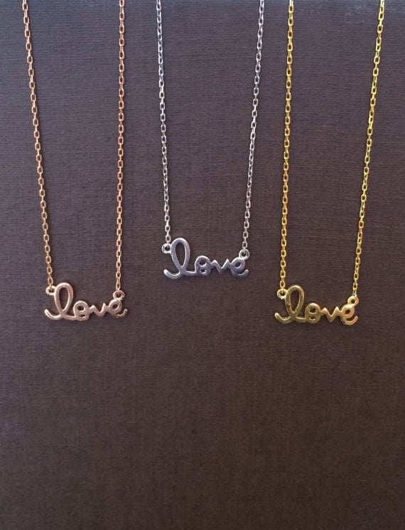silver or gold love necklace