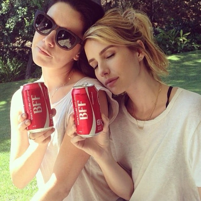 Emma Roberts relaxed with a can of Coke. 
Source: Instagram user emmaroberts