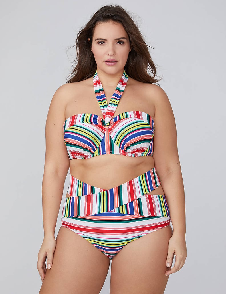 Lane Bryant Multi-Stripe Convertible Swim Bikini