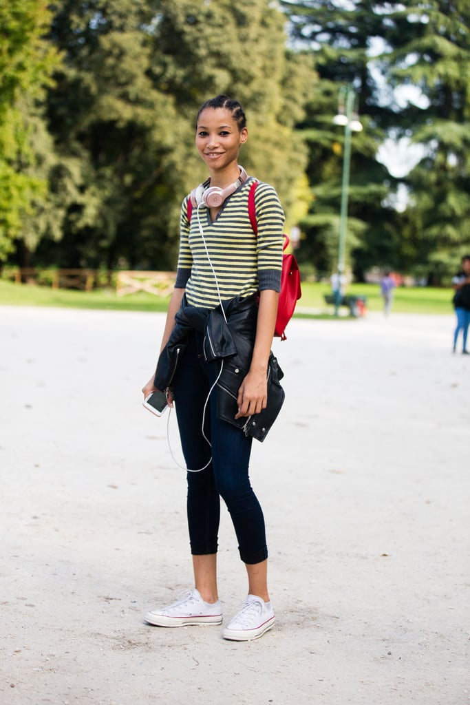 Pick Sneakers and a Striped Top