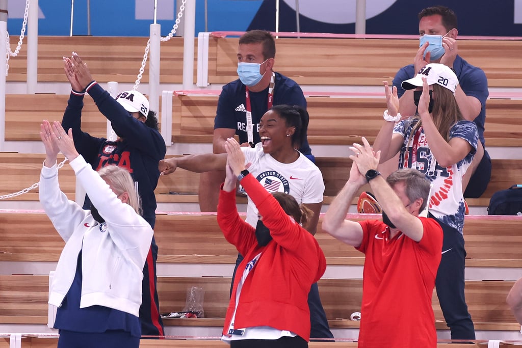 Simone Biles Cheers For MyKayla Skinner at Olympics ...