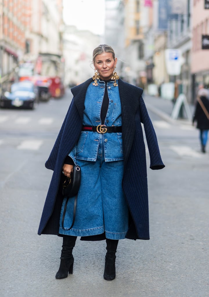 A Denim Jacket and Wide-Leg Denim Culottes