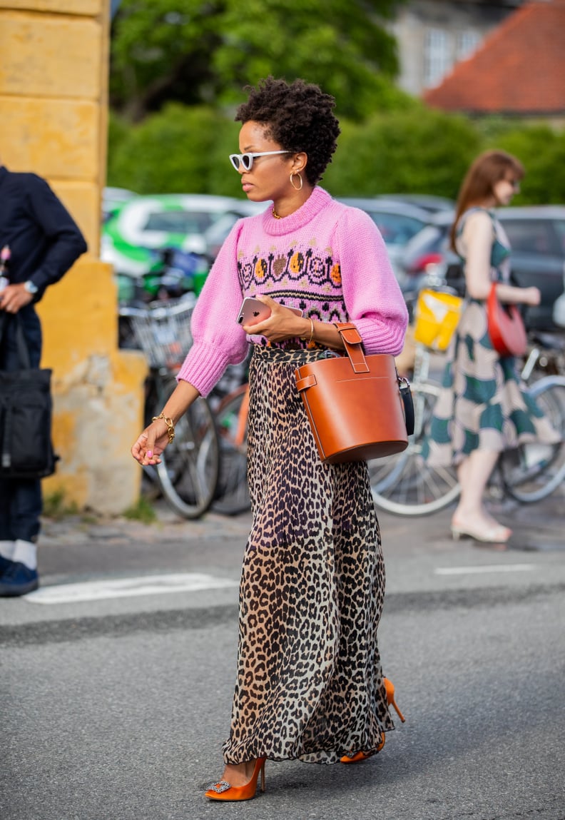 Fall Outfit Idea: Pink Sweater + Leopard Skirt