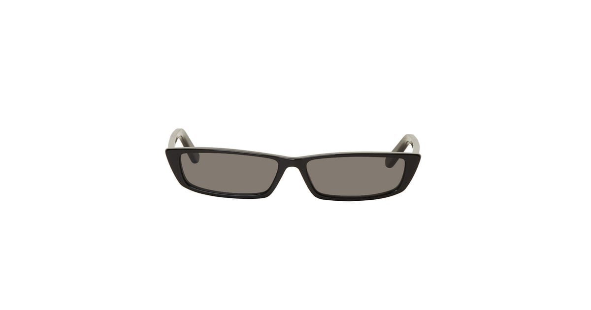 balenciaga black thin rectangular sunglasses