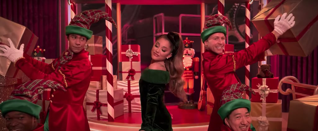 Ariana Grande's Green Velvet Dress in the "Oh Santa" Video