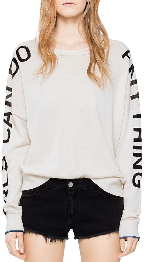 Zadig & Voltaire Rony Bis Merino Wool Slogan Sweater