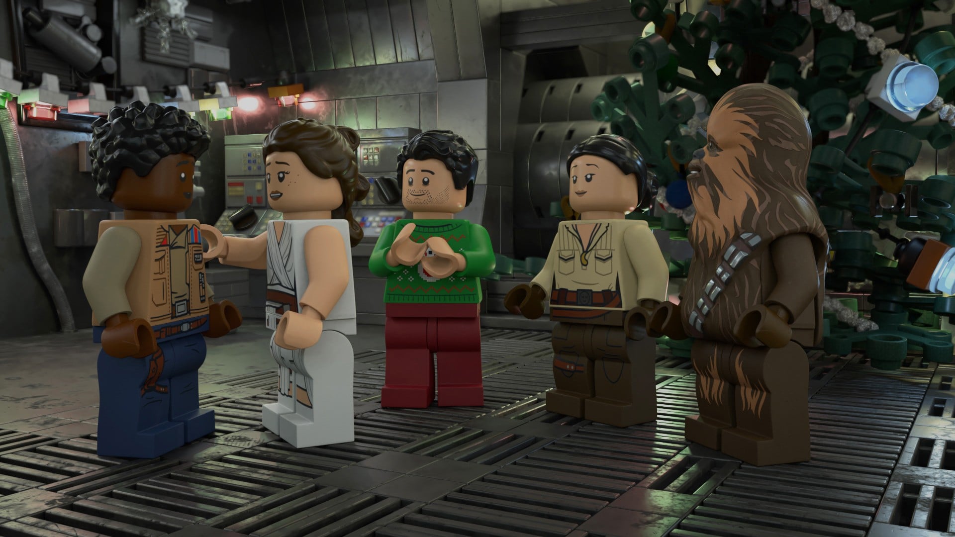 THE LEGO STAR WARS HOLIDAY SPECIAL, from left: Finn, Rey, Poe Dameron, Rose Tico (voice: Kelly Marie Tran), Chewie, (aired Nov. 17, 2020). photo: Disney+/Lucasfilm / Courtesy Everett Collection