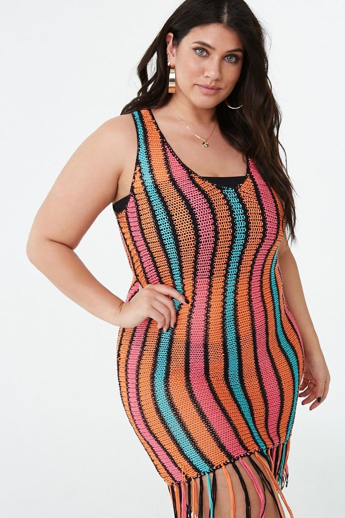 Forever 21 Curve Striped Open-Knit Dress