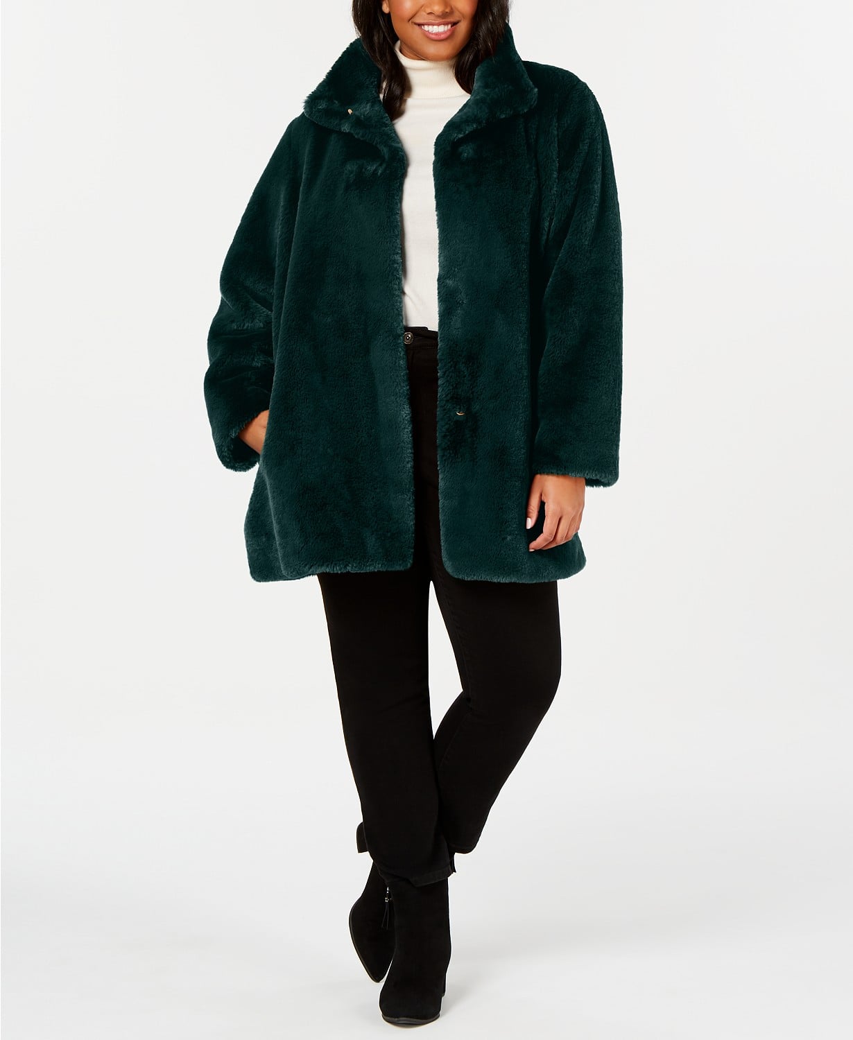 Calvin Klein Plus Size Faux-Fur Coat | 15 Chic and Comfy Coats For Curvy  Figures — Starting at Just $85 | POPSUGAR Fashion Photo 10