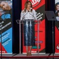Melania Trump Follows Up Her Jacket Controversy With a Racing Stripe Pencil Skirt