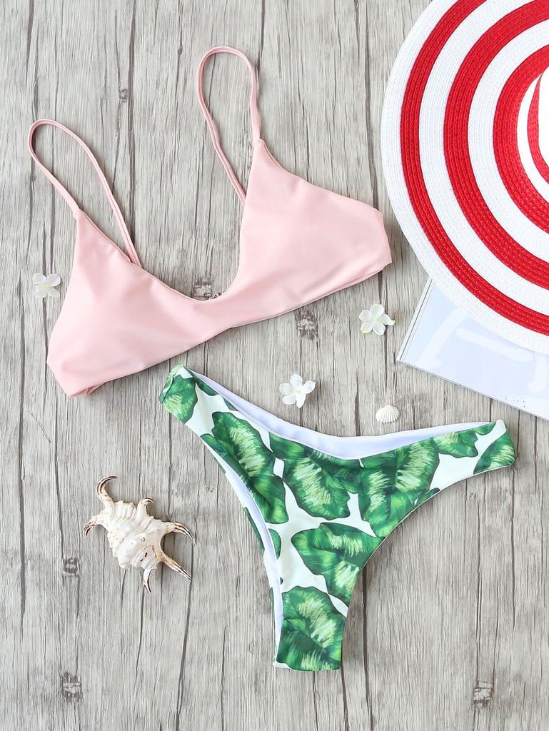 Shein Leaf-Print Sexy Bikini Set