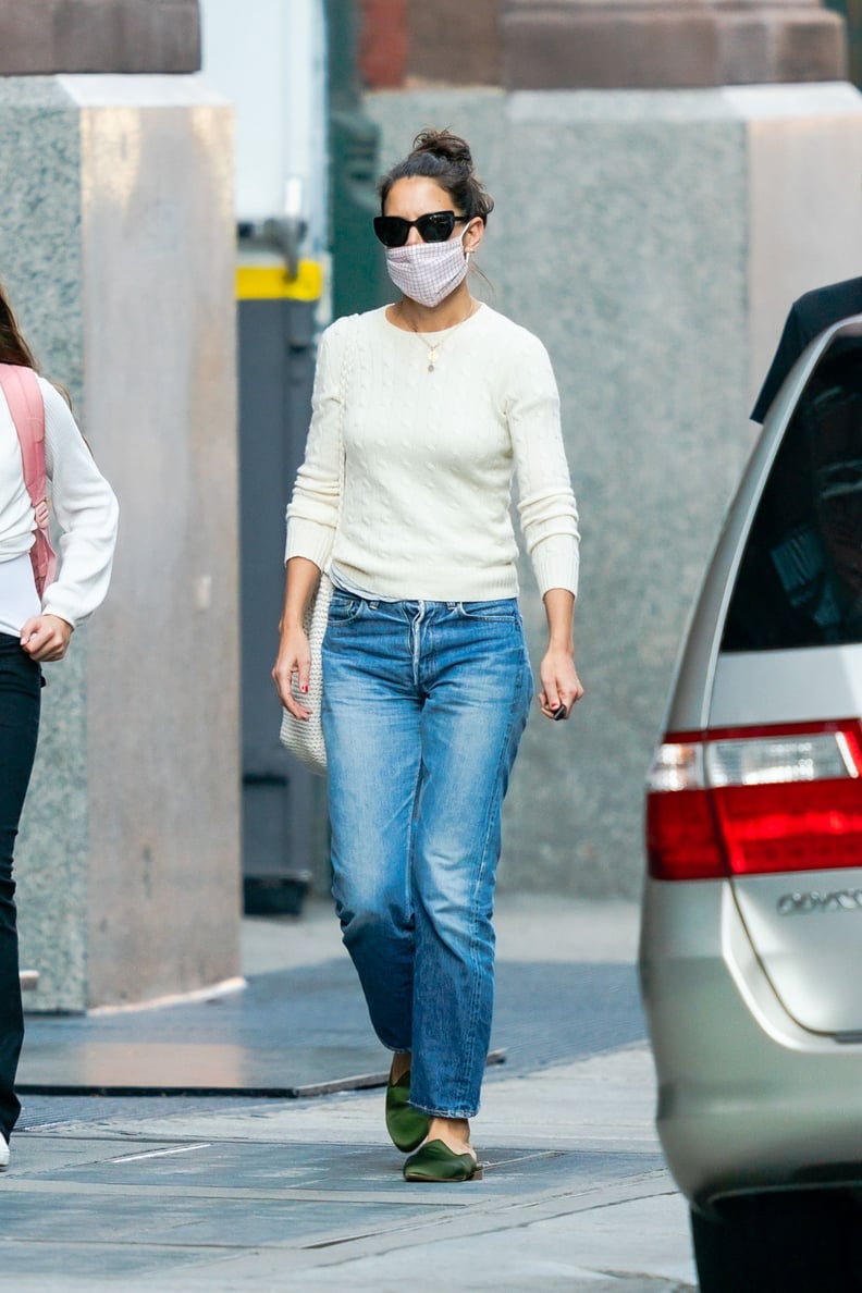 Katie Holmes Wore Wide-Leg Jeans and a Polo Sweater in NYC