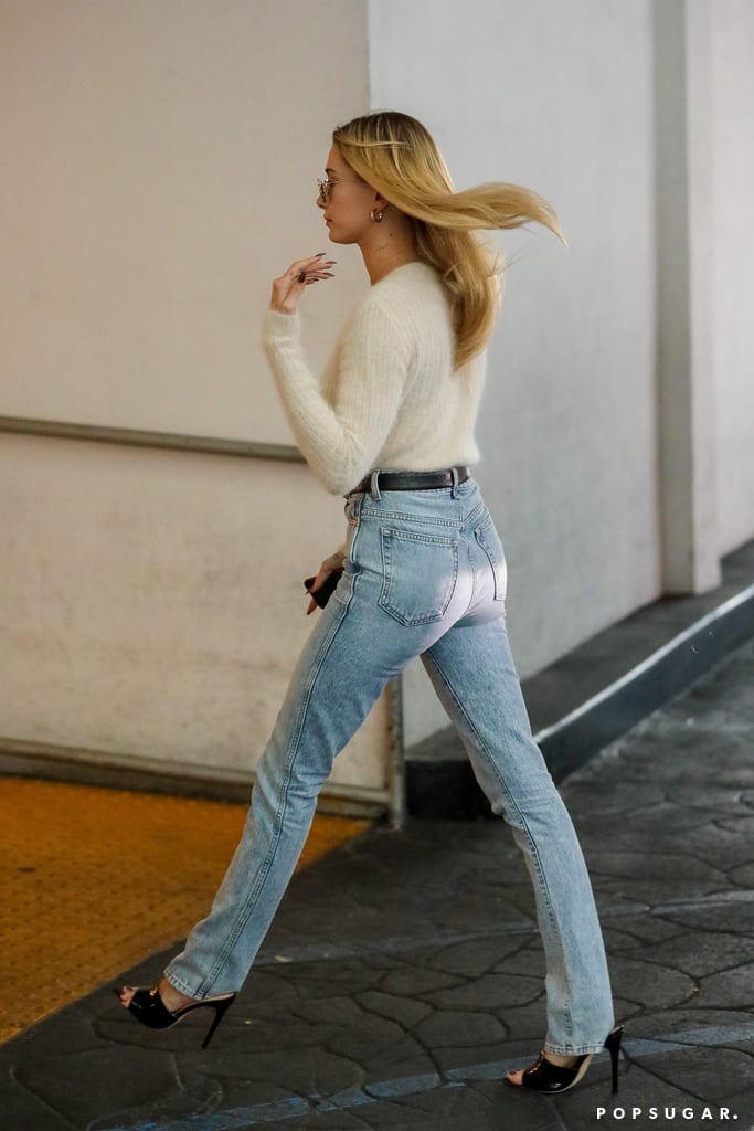 Hailey Baldwin's Fuzzy Cropped Cardigan Sweater