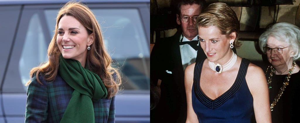 Kate Middleton Wearing Princess Diana's Sapphire Earrings