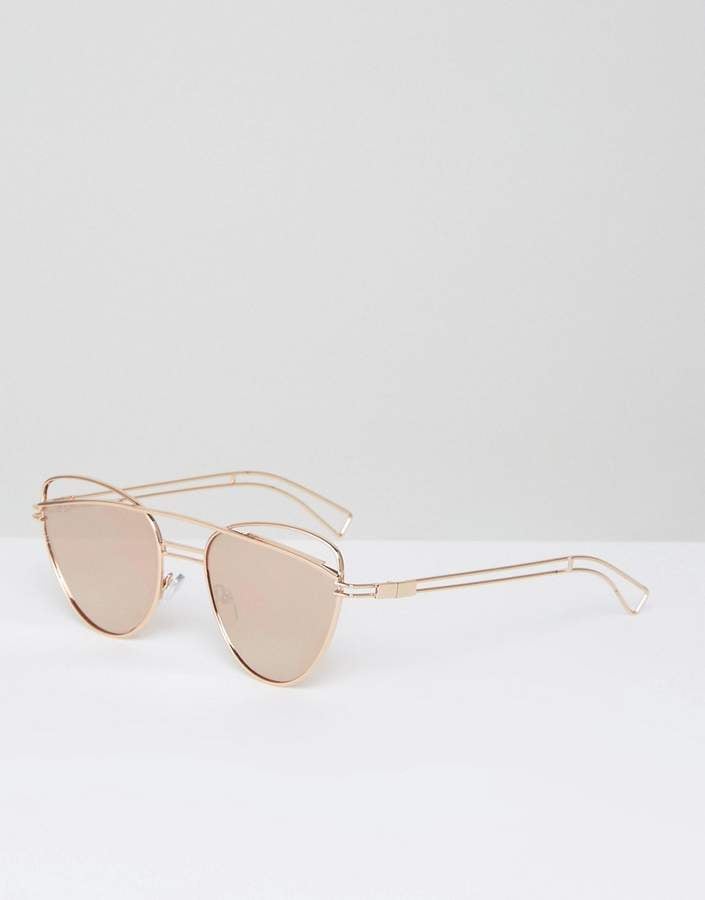 Cat Eye Sunglasses With Wire Highbrow And Double Nose Bridge