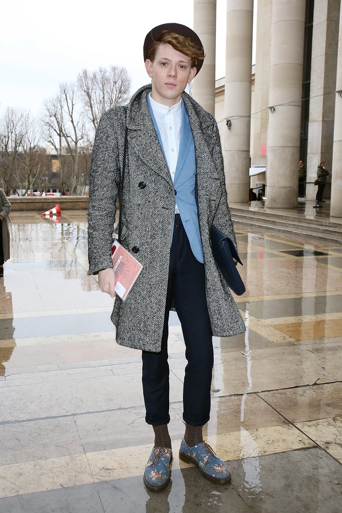 Totally adorable from his schoolboy blazer to his floral brogues.