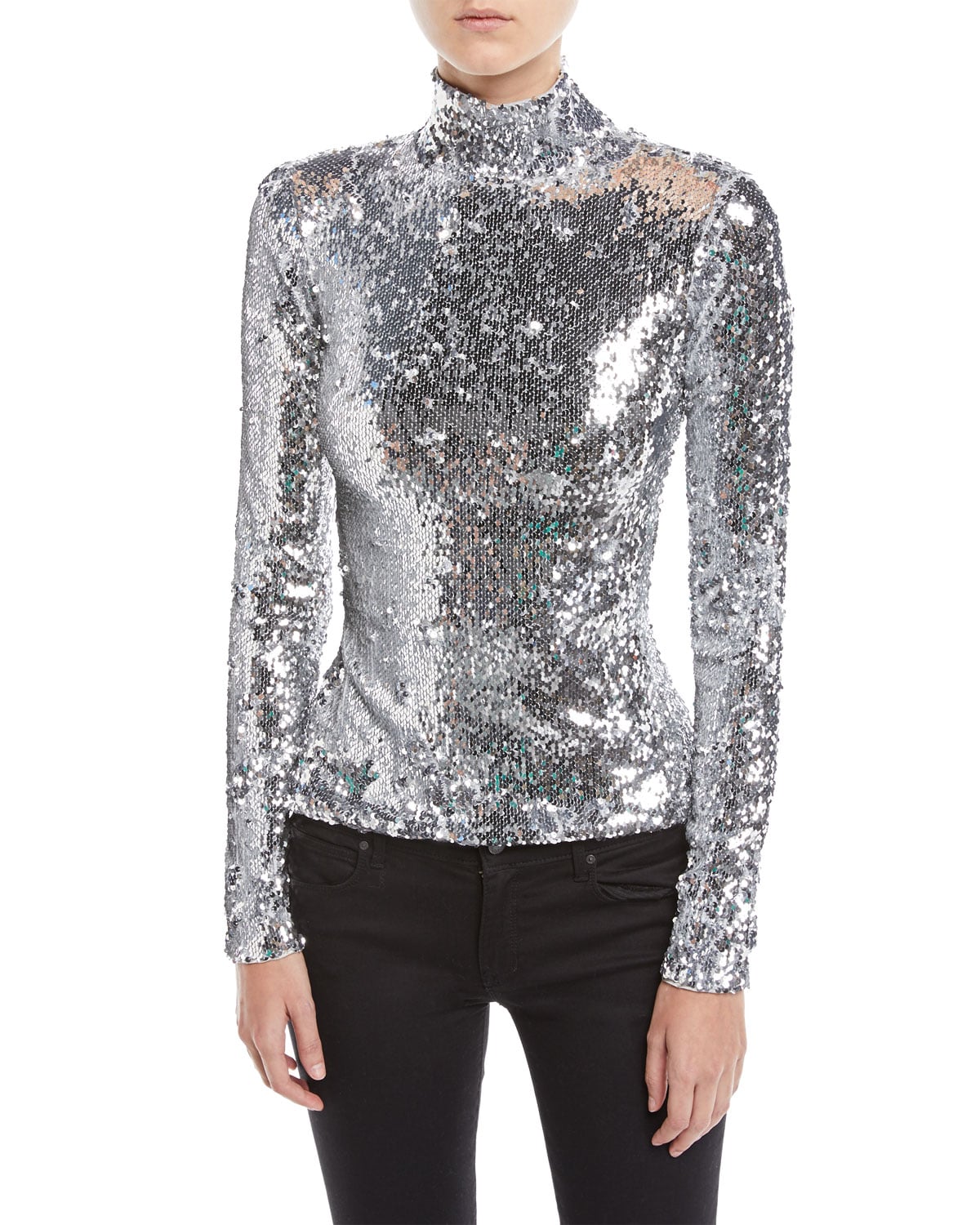 Silver sequin turtleneck sales