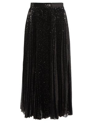 MSGM Pleated Sequin Midi Skirt