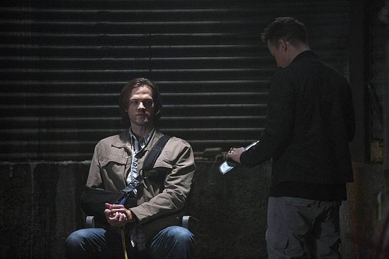Jared Padalecki as Sam and Travis Aaron Wade as Cole on the season premiere of Supernatural.