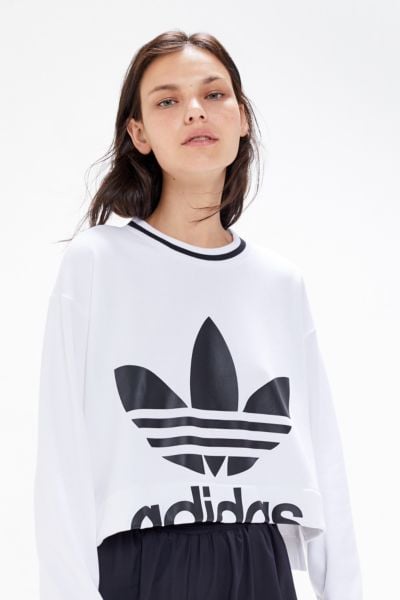 adidas Trefoil Step Hem Cropped Sweatshirt