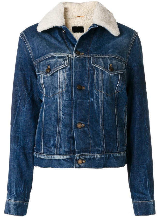 Saint Laurent Shearling Denim Jacket | How to Wear Denim on Denim ...
