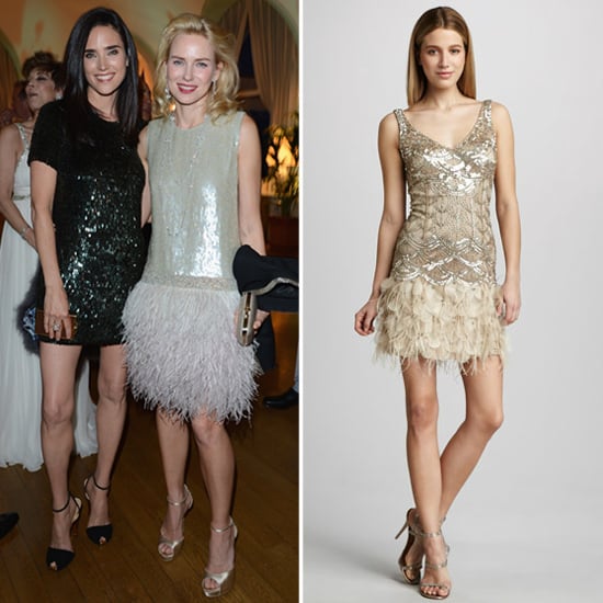 sequin and feather cocktail dress