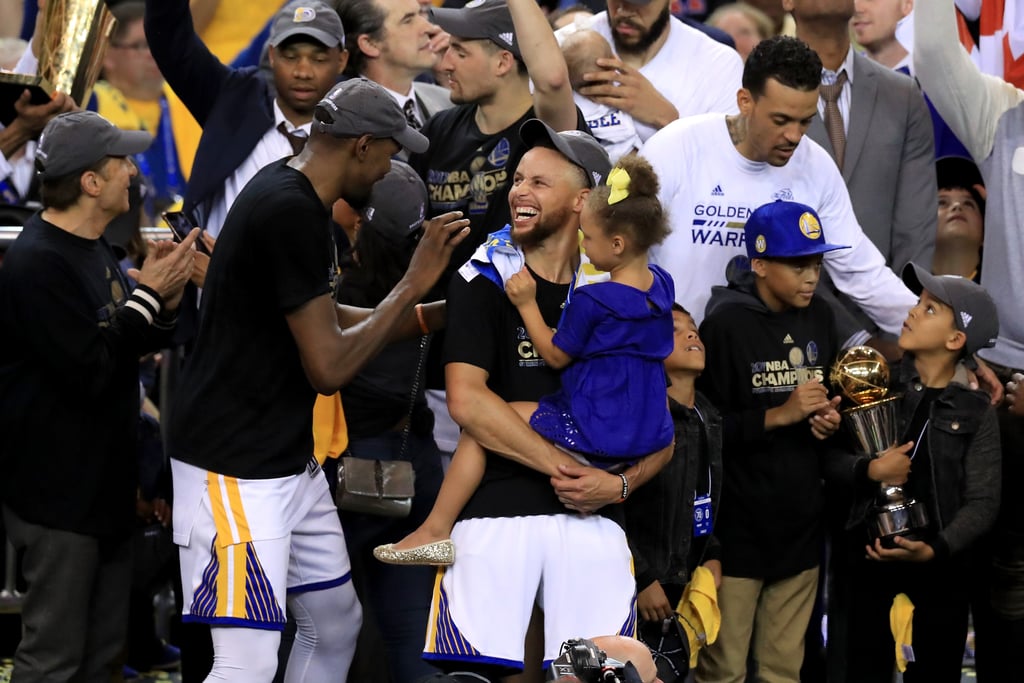 Stephen Curry With Daughters at NBA Finals Game June 2017