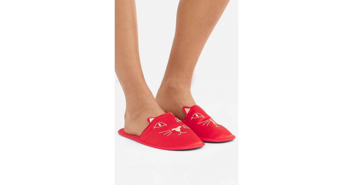Charlotte Olympia House Cats Embroidered Satin Slippers Best Fashion Gifts Valentine's Day
