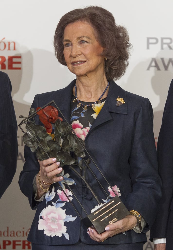 Queen Sofīa at the Mapfre Foundation awards in Madrid, Spain.