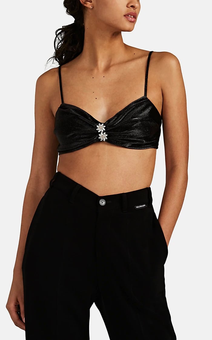 Area Crystal-Embellished Lamé Bra Top