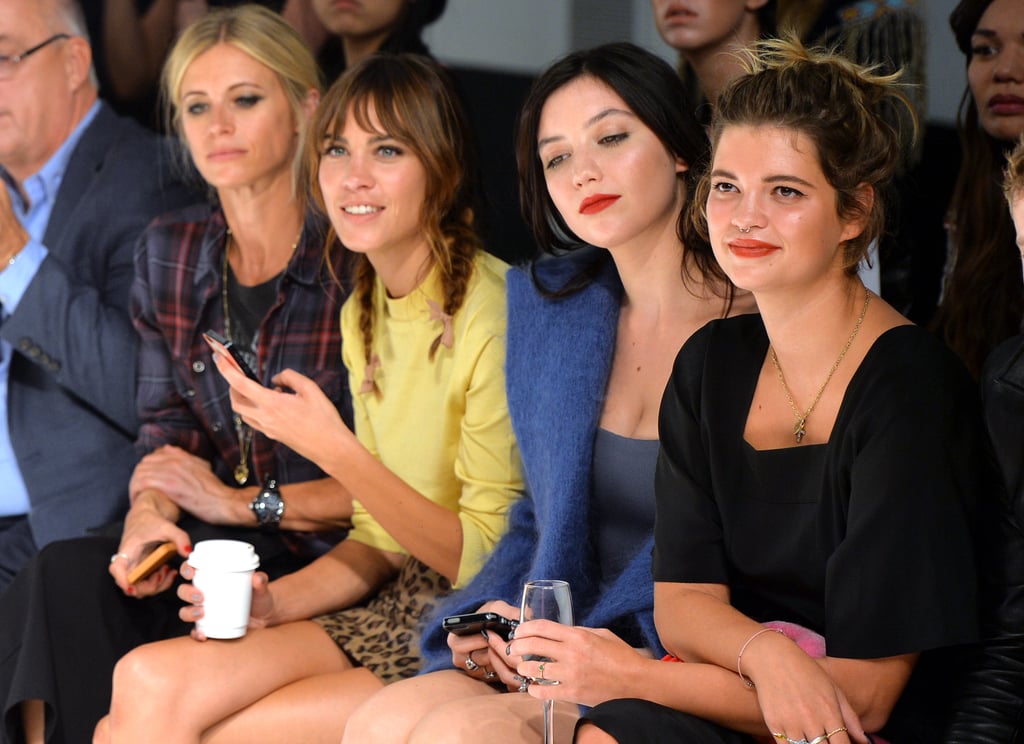 Alexa Chung took in the designs next to Laura Bailey, Daisy Lowe, and Pixie Geldof at the Topshop event on Sunday.