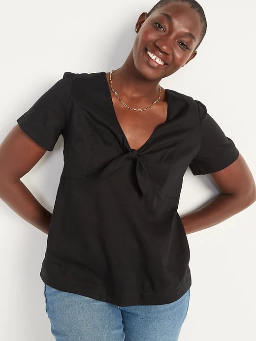 Old Navy Knot-Front V-Neck Short-Sleeve Top