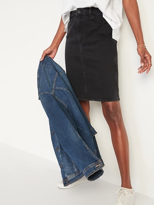 Ripped Black Jean Skirt 