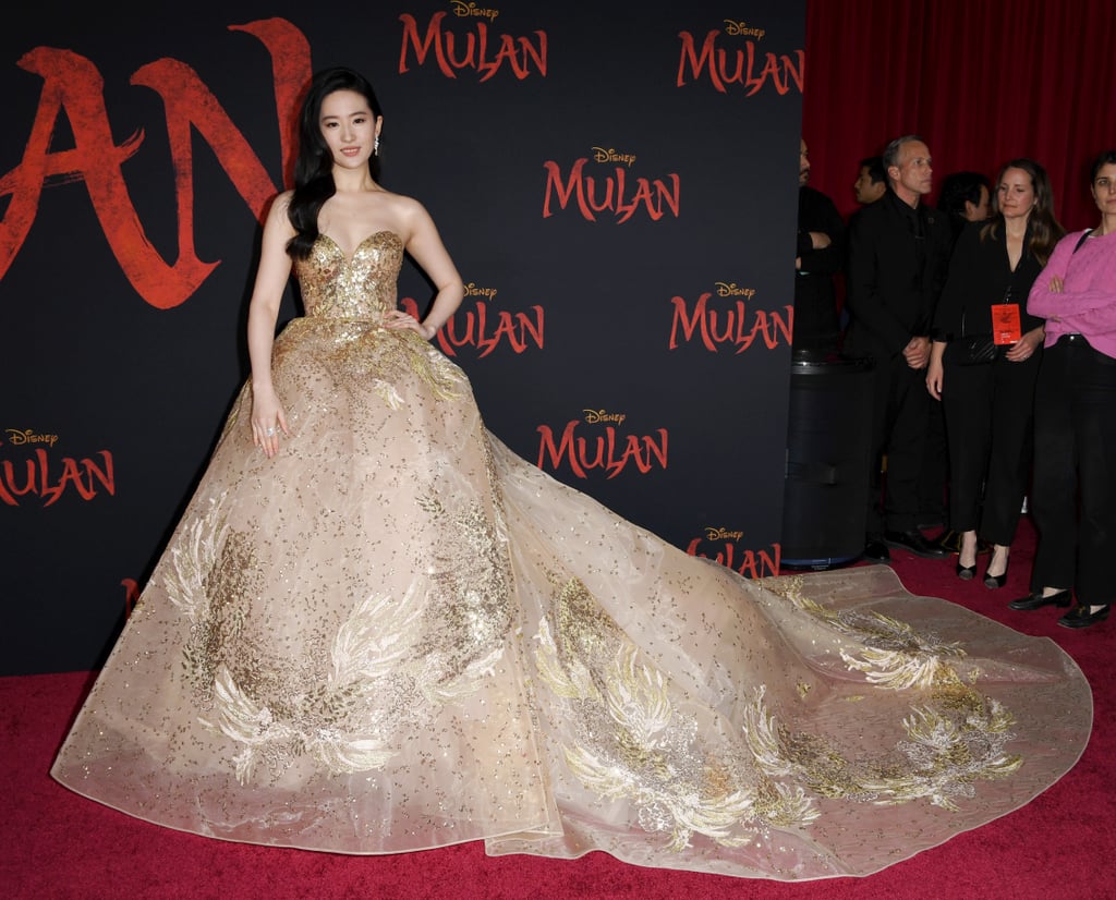 Yifei Liu Wearing Elie Saab at the Mulan Premiere