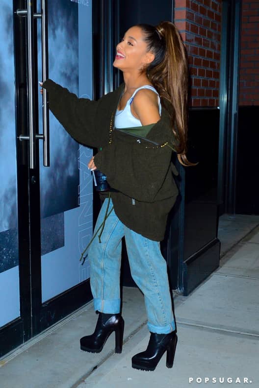 Ariana Grande Green Teddy Bear Jacket October 2018