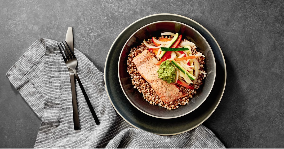 Salmon Veggie Buckwheat Bowl With Pesto Recipe POPSUGAR Fitness