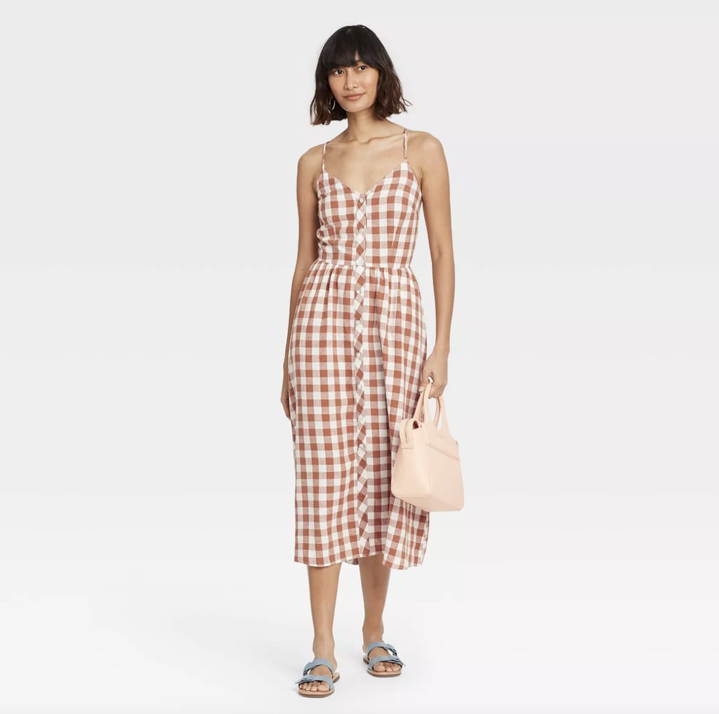 A New Day Gingham Sleeveless Button-Front Dress
