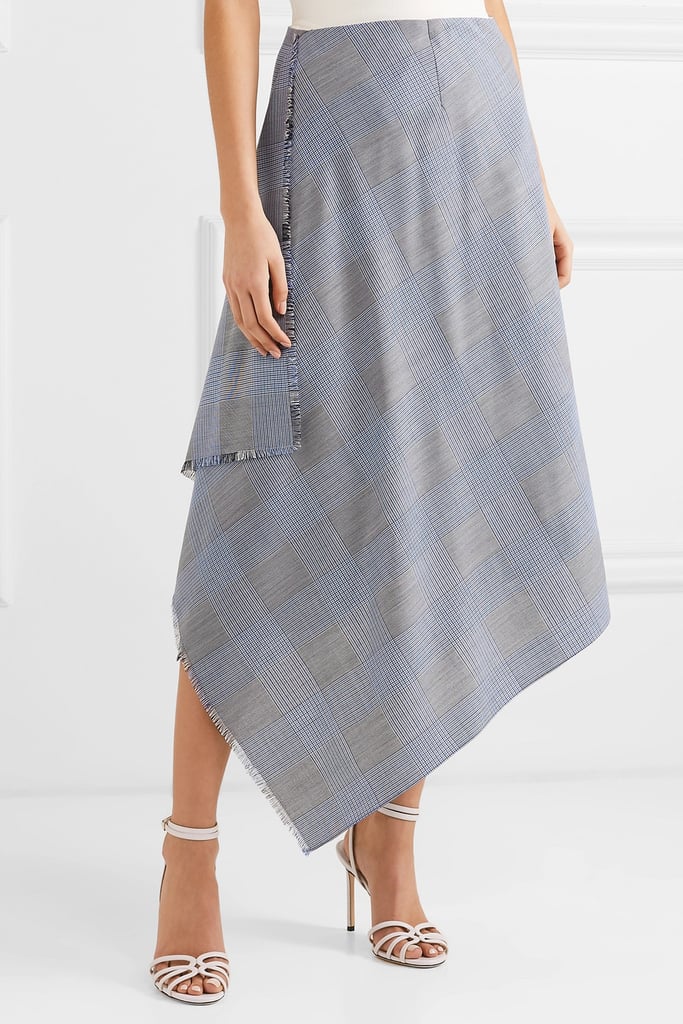 Roland Mouret Asymmetric Checked Wool and Mohair-Blend Skirt