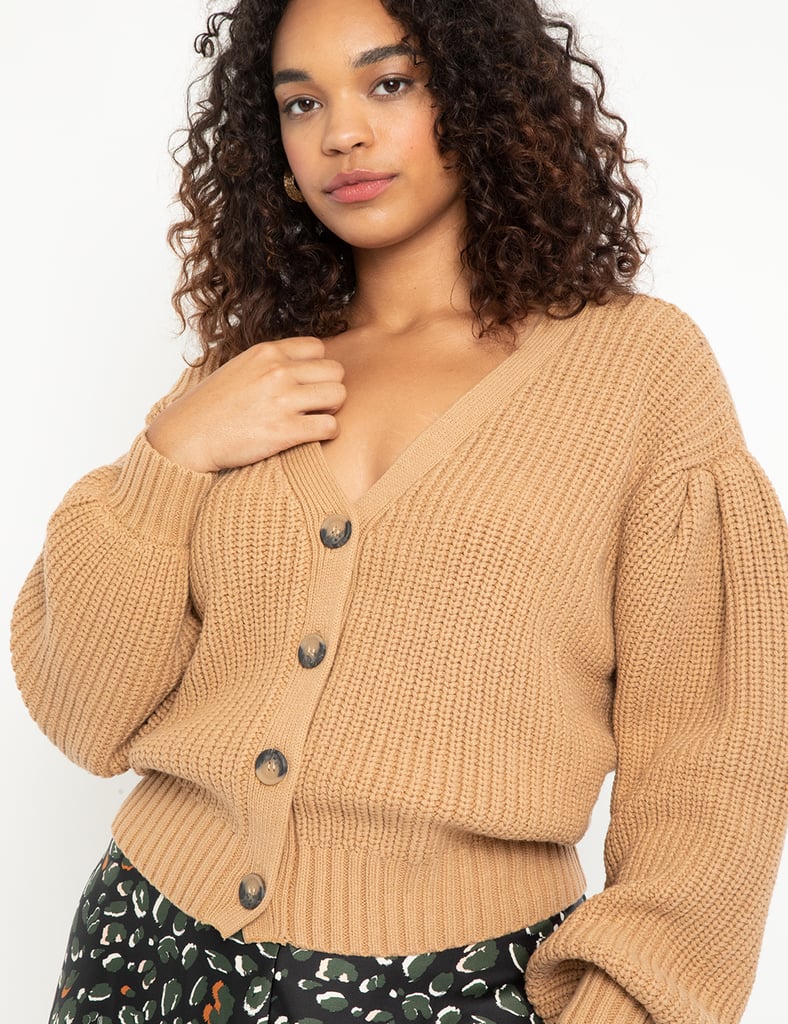 Puff sleeve sweater cardigan clearance