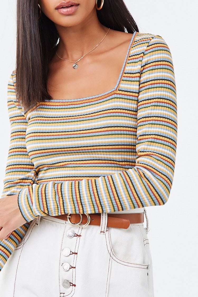 Forever 21 Ribbed Striped Crop Top