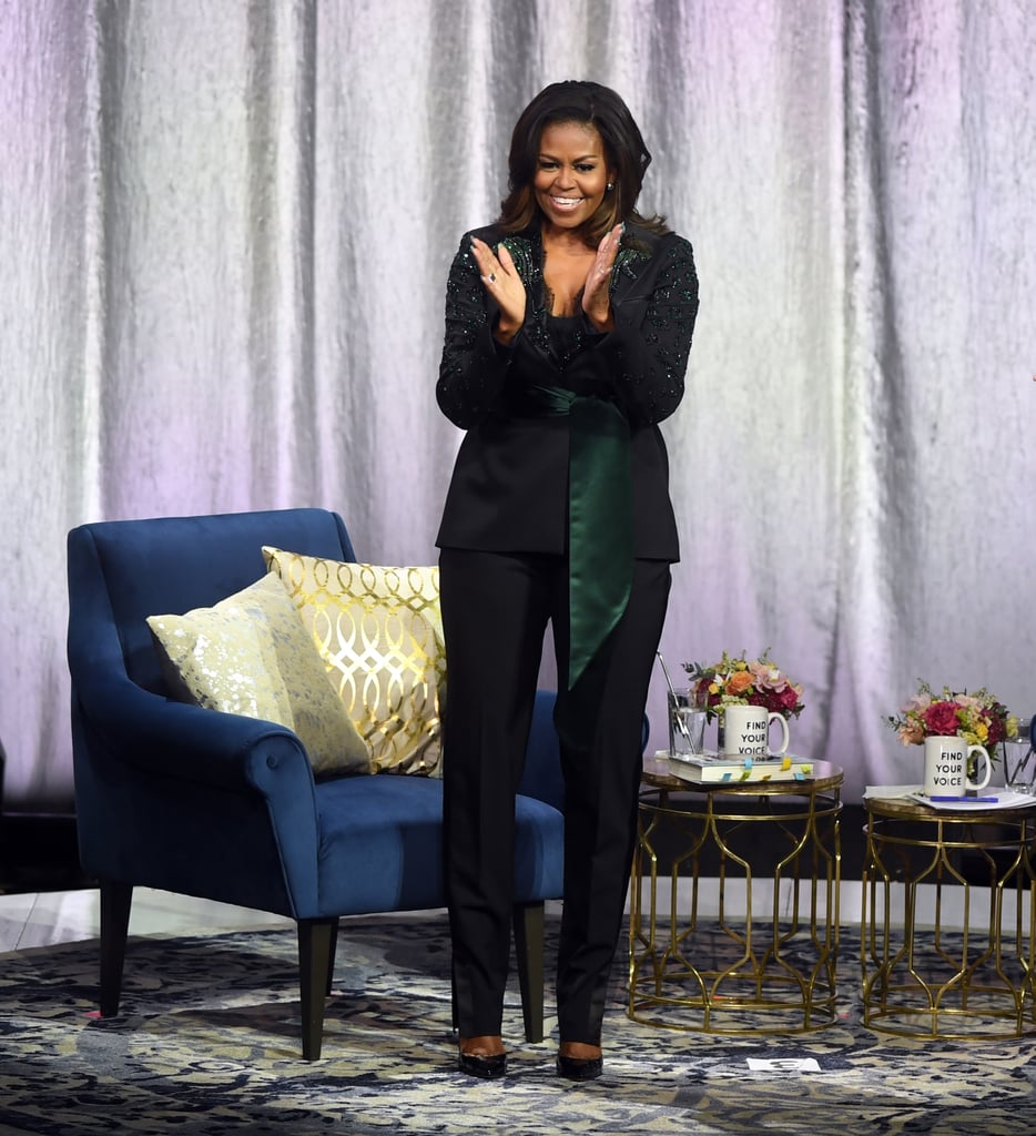 Michelle Obama Black Suit by Dundas on Becoming Tour