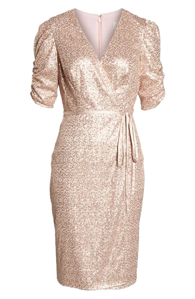 Eliza J Sequin Faux Wrap Dress