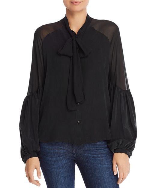 Bloomingdale's 7 For All Mankind Tie-Neck Silk Shirt