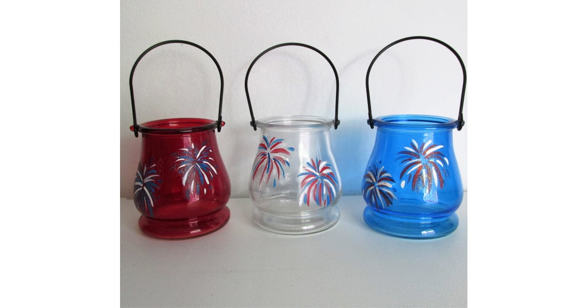Hand-Painted Patriotic Hanging Candle | 4th of July Decorations