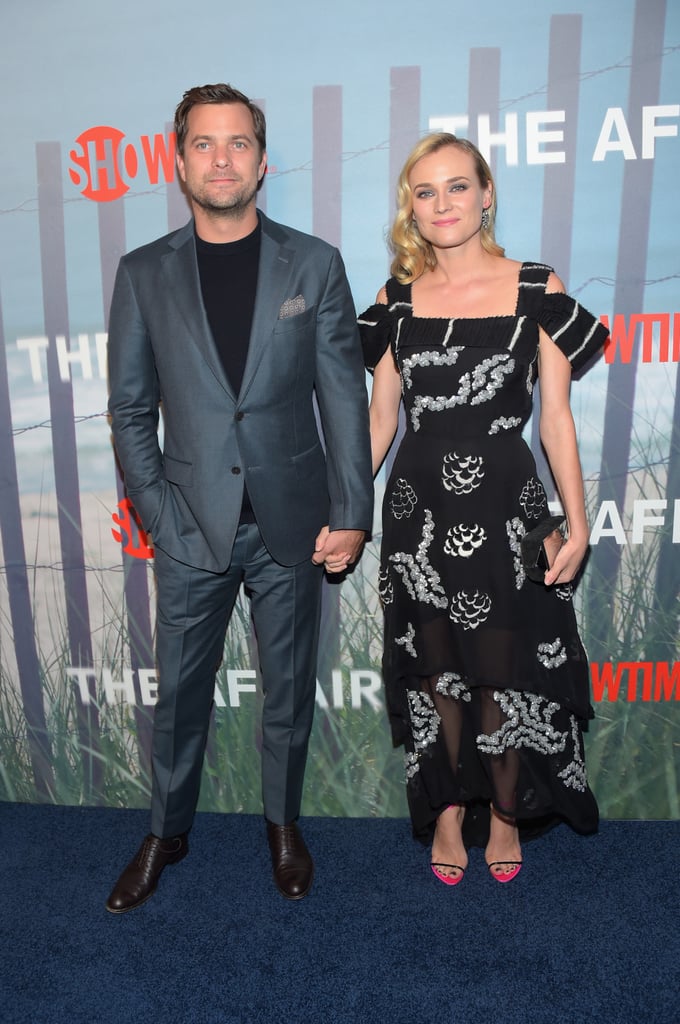 Diane sweetly held hands with longtime love Joshua Jackson at the premiere of The Affair wearing this off-the-shoulder Michael van der Ham dress.