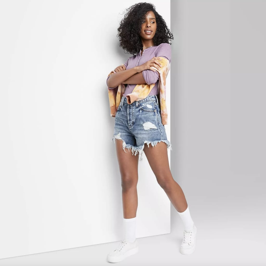 Wild Fable High-Rise Frayed Hem Jean Shorts