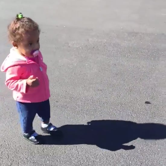 Little Girl Runs Away Afraid of Her Own Shadow