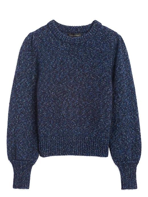 Metallic Puff-Sleeve Sweater