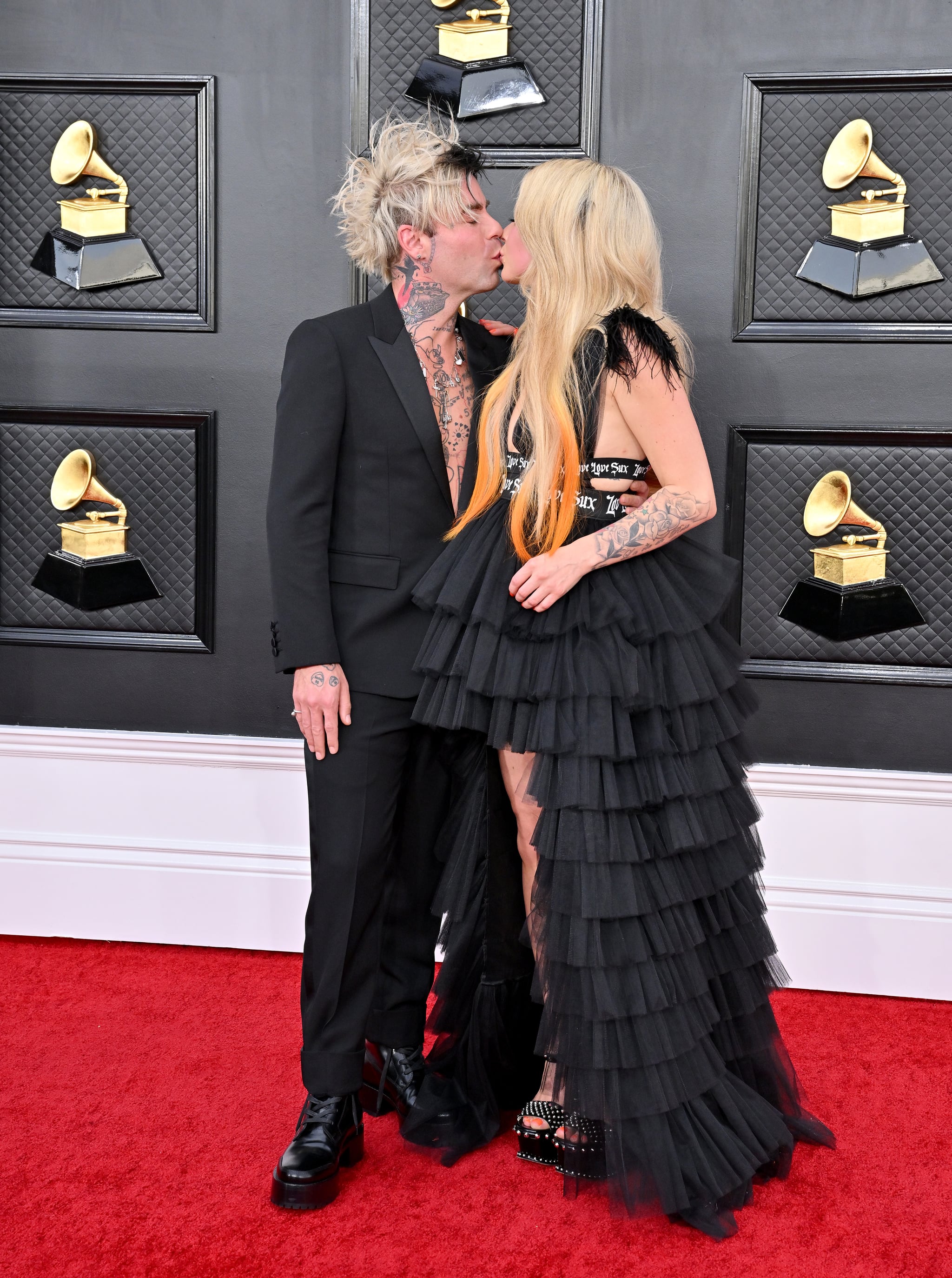 LAS VEGAS, NEVADA - APRIL 03: Mod Sun and Avril Lavigne attend the 64th Annual GRAMMY Awards at MGM Grand Garden Arena on April 03, 2022 in Las Vegas, Nevada. (Photo by Axelle/Bauer-Griffin/FilmMagic)